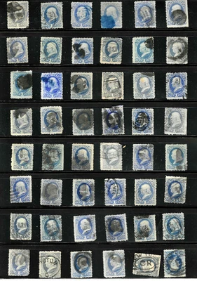 Collection 48 Sc #206 & ?  Shades Cancels 1 Cent Franklin 1871-83 US 29-10 - Image 1 of 4