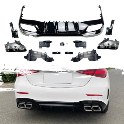 Für Benz W206 S206 C-Klasse Limo AMG 2022+ Sport Heckdiffusor +Endrohren - Bild 1 von 4