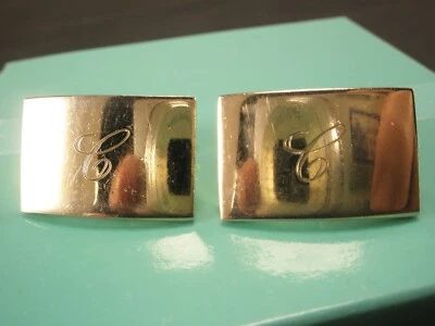 Carta monograma inicial gravada em C vintage ANSON abotoaduras penhasco clyde clancy - Imagem 1 de 4