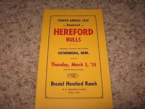 4th Annual Hereford Bulls Sale Mar 3, 1955 (Gothenburg, Nebr.) Brestel Ranch - Picture 1 of 1