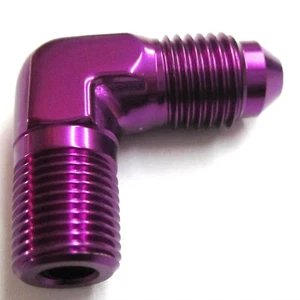 03 an Male Flare to 1/8" npt 90 deg adapter Show Polished Purple anodized alum - Bild 1 von 2