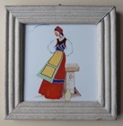 CERAMICHE MARCA CORONA Mattonella Piastrella Decorativa dipinta a mano Vintage 