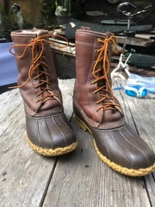 LL Bean Men's Bean Boots, 10" Shearling-Lined Tumbled Leather Men's 9 M USA Made - Picture 1 of 12