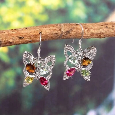 Orecchini in tormalina pendenti a goccia orecchini multi farfalla mamma mogli... - Immagine 1 di 4