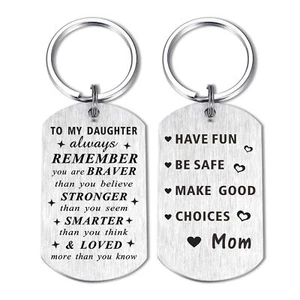 Daughter Keychain Gift from Parents Birthday Wedding Fun Safe Choices - Picture 1 of 6