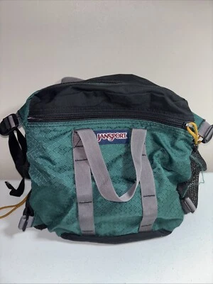 Mochila convertible JanSport vintage pequeña bolsa de viaje de nailon verde Y2k Foto 1 de 4