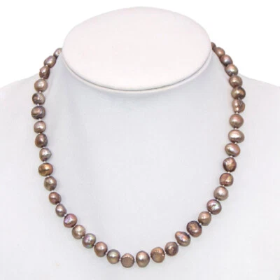 Collar anudado de perlas barrocas cultivadas de agua dulce multicolor de 8-9 mm 18-28"" Foto 1 de 4