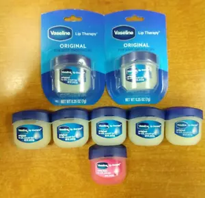 8Pk: Vaseline Lip Therapy Original Lips Jars + (1) Rosy Tint (7g) NO BOXES E15E - Picture 1 of 2
