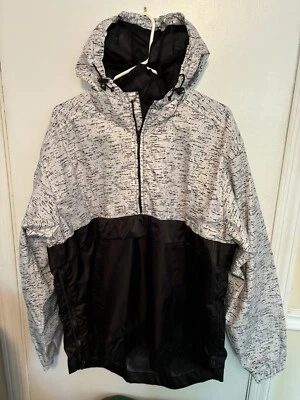 Pulôver de chuva masculino carbono 1/4 zíper capuz grande - preto e cinza - Ótimo estado! - Imagem 1 de 3