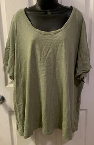 Terra & Sky Shirt Womens 3X Green Short Sleeve Round Neck Stretch Top Casual - Picture 1 of 3