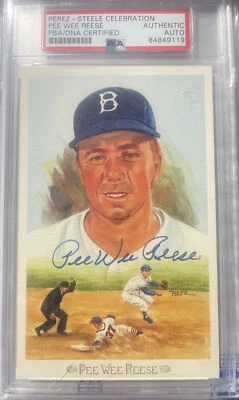 DODGERS PEE WEE REESE AUTOGRAPHED PEREZ STEELE CELEBRATION PSA/DNA SLAB - Image 1 of 2