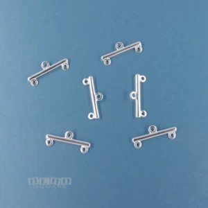 6 connettori barra terminale multi 2 fili argento sterling massiccio 4,5 mm x 10,9 mm #44340 - Foto 1 di 2