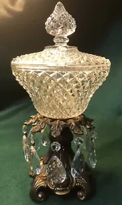 Victorian Brass & Crystal ‘Chandelier’ Compote #VIC - Picture 1 of 8