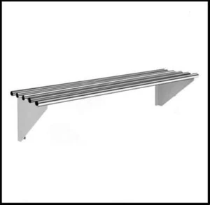 1200x300 COMMERCIAL STAINLESS STEEL RND TUBE PIPE WALL MOUNTED SHELF DISPLAY E0 - Picture 1 of 4