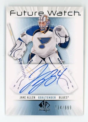2012-13 SP AUTHENTIC JAKE ALLEN FUTURE WATCH ROOKIE AUTO # 734/999 - Image 1 of 2