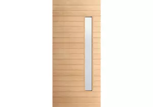 Albany – Multi Horizontal Plank Exterior White Oak Door with Vertical Lite (1-3/ - Picture 1 of 1