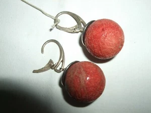 ORECCHINI RINGS MONACHELLA MADREPORA CORALLO ROSSO ARGENTO 925 SILVER STERLING - Foto 1 di 5