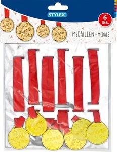Stylex® Medaillen Goldmedaille 6er Pack Kinder Sieger Kindergeburtstag Sport - Bild 1 von 2