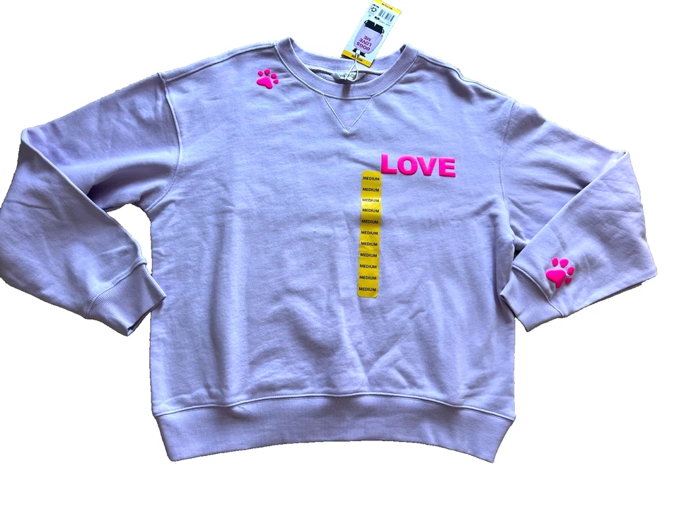 WILDFOX sweatshirt long sleeves DOGS LOVE ME M MEDIUM 100 cotton orchid