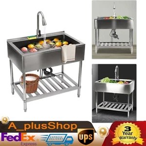Stainless Steel Utility Sink Commercial Restaurant Laundry Sink Kitchen Sink - Picture 1 of 24