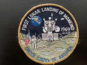 Patch Emb Vintage Autentica NASA Apollo 11 Primo Atterraggio Lunare dell'Umanità - Foto 1 di 3