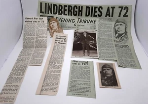 Lot of (7) Pieces Charles Lindbergh Ephemera, Tuck's Postcard, Death Articles JJ - Picture 1 of 6