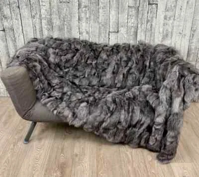 Luxury fox fur blanket throw. Real fur blanket - Image 1 of 4