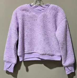 All in Motion Size Large 10/12 Purple Sherpa Shearling Crewneck Lined Sweatshirt - Picture 1 of 7