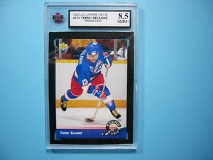 1992/93 UPPER DECK YOUNG GUNS HOCKEY CARD 574 TEEMU SELANNE ROOKIE RC KSA 8.5 UD - Picture 1 of 2