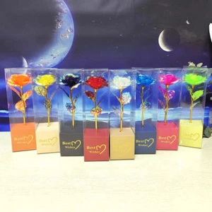Colorful Gold Gold-foil Roses Mother's Day 520 Artificial Flower Valentine's - Picture 1 of 17