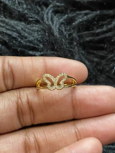 18k Gold Butterfly Ring| Adjustable Pave Ring| Fine Jewelry Gifts For Teens - Picture 1 of 4
