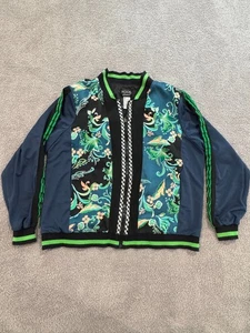 Koos of Course Women’s Silk-Print Bomber Jacket Size L Knit Trim Artsy Mixed Med - Picture 1 of 6