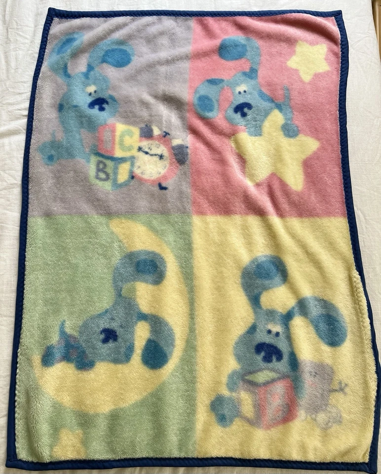 Vintage Blue's Clues Baby Blanket Toddler Tickety Tock Clock Blocks - Image 1 of 4