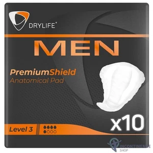 1x Drylife Men Premium Shield Incontinence Pads - Level 3 - Pack of 10 - 653ml - Picture 1 of 6