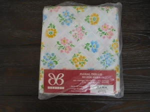 Vintage Lätzchen Blumen Rankgitter Baumwolle Polyester bügelfrei Doppelbett flaches Laken Neu in Verpackung - Bild 1 von 3
