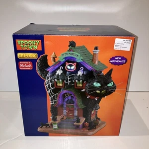 Lemax Spooky Town Meow Mansion Lighted Black Cat Building 15730 - Picture 1 of 24