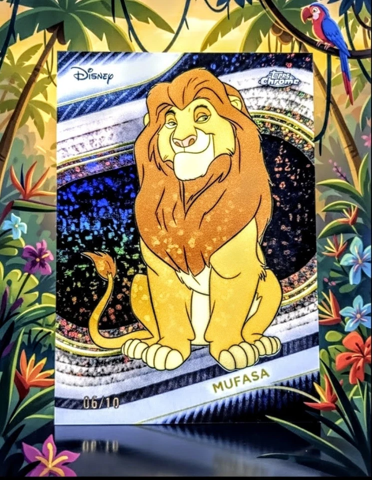 2025 Topps Chrome Disney MUFASA.# 5/10 BLACK MINI DIAMOND REFRACTOR. LION KING - Image 1 of 3