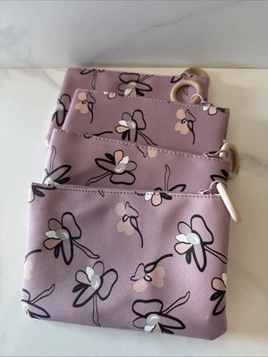 IPSY Glam Pink Floral 'Full Bloom' Empty Cosmetic Makeup Pouch Bag Lot Of 4 NEW - Image 1 of 4