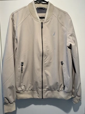 Chaqueta Bomber Nautica Hombre Ligera Cuello Rayas Talla M Beige Foto 1 de 3