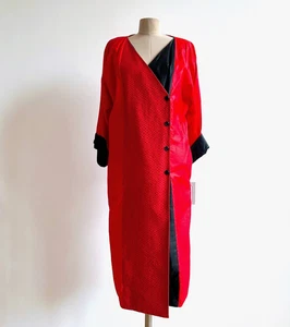 Geoffrey Beene Red & Black Holiday Dress NWT 1980s 6 8 10 Polished Cotton NEW - Picture 1 of 11