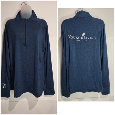 NUEVO Young Living Azul Ultra Suave 1/4 Cremallera Manga Larga Hombres XL Foto 1 de 4