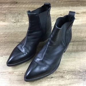Piampiani Damen Größe 37 US 6,5 Italienische Schwarze Leder Chelsea Boots - Bild 1 von 10