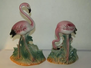 Paar 2 Vintage 50er Jahre MCM Rosa Flamingo Keramik Übertöpfe #402 & #403 - Bild 1 von 18
