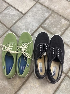 Set Of 2 Pairs Of Keds Original Sneaker Women's Size 9 Green & Black Size 9 - Picture 1 of 20