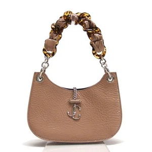Jimmy Choo Varennes Hobo Handbag Pink Beige Patent Leather Enamel Used - Picture 1 of 10