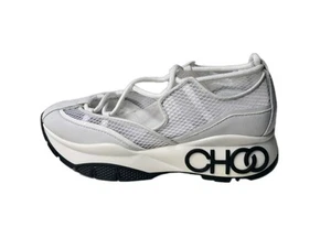 Jimmy Choo Tenis 'Michigan' Cuero Blanco y Malla 38 EE. UU. 8 Zapatos - Imagen 1 de 12
