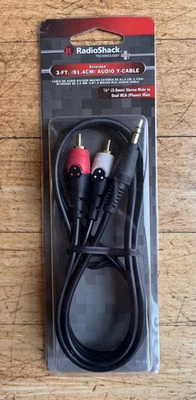 Radio Shack 3’ audio y-cable 1/8” stereo male to dual RCA male NEW - Image 1 of 4