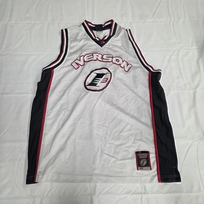 Camiseta deportiva vintage Allen Iverson para hombre blanca NBA baloncesto auténtica Reebok años 90 Foto 1 de 4