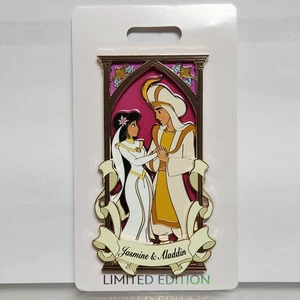 Disney WDI MOG Aladdin & Jasmine Wedding Couple Stained Glass LE300 Pin - Picture 1 of 5