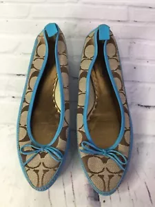 Scarpe basse Coach donna taglia 7,5 Talia firmate logo punta bordo blu - Foto 1 di 11